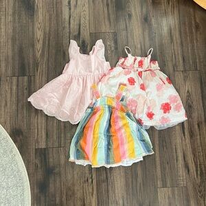 Charming Pink and Multicolor 2T Toddler Dress Trio
